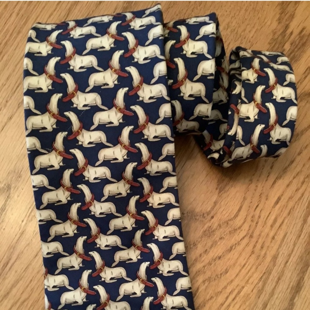 Brooks Brothers Makers Silk Seal Print tie preppy career whimsical fun Dad